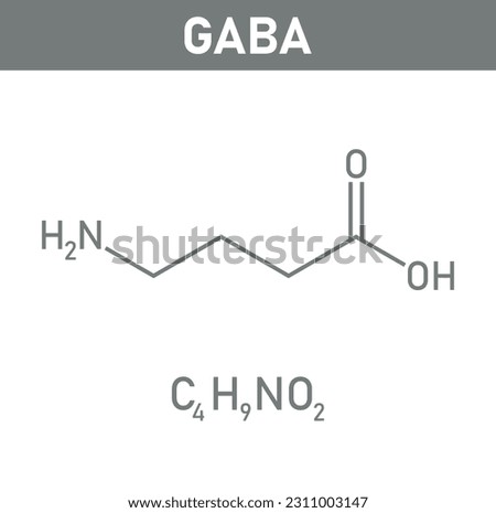 Chemical structure of γ-Aminobutyric acid or gamma-aminobutyric acid or GABA (C4H9NO2). Chemical resources for teachers and students. Vector illustration isolated on white background.