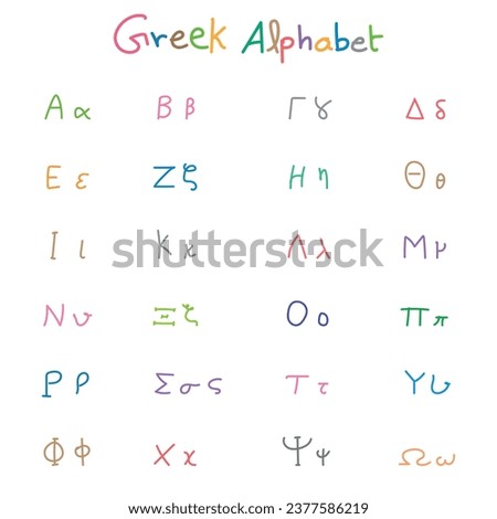 The greek alphabet letters font. greek alphabet set vector. alpha beta gamma delta sign. Hand drawn concept.