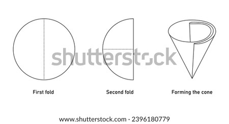 Folding filter paper for  funnel. Scientific resources for teachers and students. Vector illustration isolated on white background.