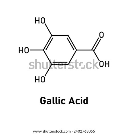 Chemical structure of Gallic acid (C7H6O5). Chemical resources for teachers and students. Vector illustration.