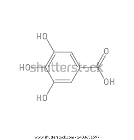 Chemical structure of Gallic acid (C7H6O5). Chemical resources for teachers and students. Vector illustration.