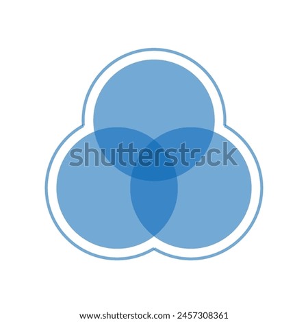 Intersection of three circles in geometry. Overlapping sets in math.