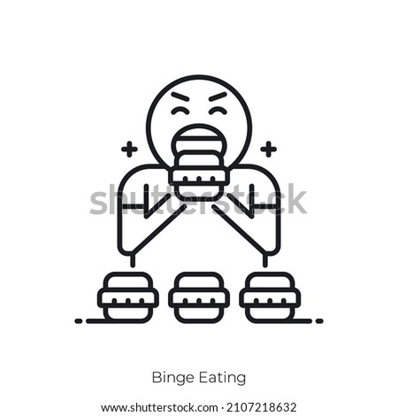 Binge Eating icon. Outline style icon design isolated on white background