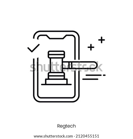 regtech icon. Outline style icon design isolated on white background