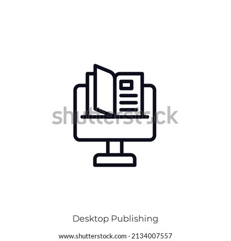 Desktop Publishing icon. Outline style icon design isolated on white background