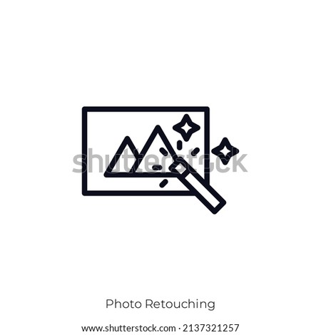 Photo Retouching icon. Outline style icon design isolated on white background