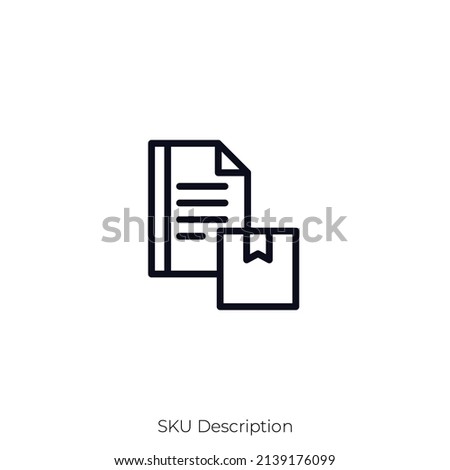 SKU Description icon. Outline style icon design isolated on white background