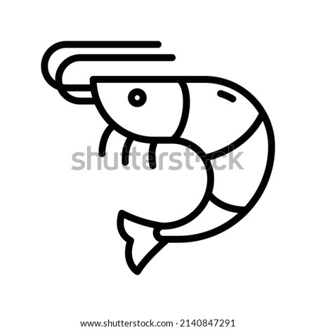 Shrimp Icon. Line Art Style Design Isolated On White Background
