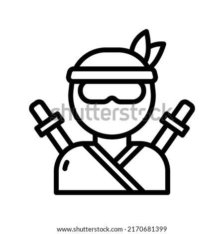 Ninja Icon. Line Art Style Design Isolated On White Background