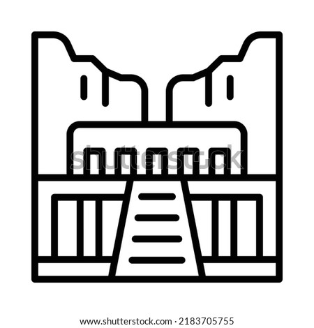 Temple Of Hatshepsut Icon. Line Art Style Design Isolated On White Background