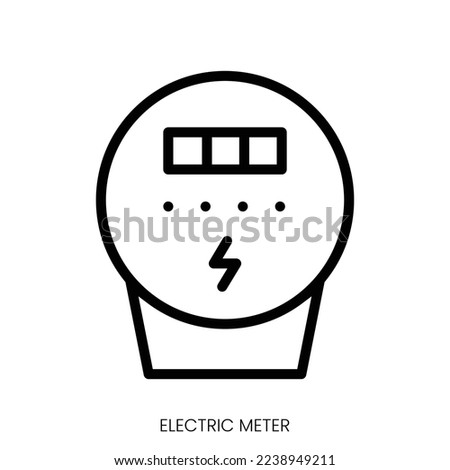 electric meter icon. Line Art Style Design Isolated On White Background