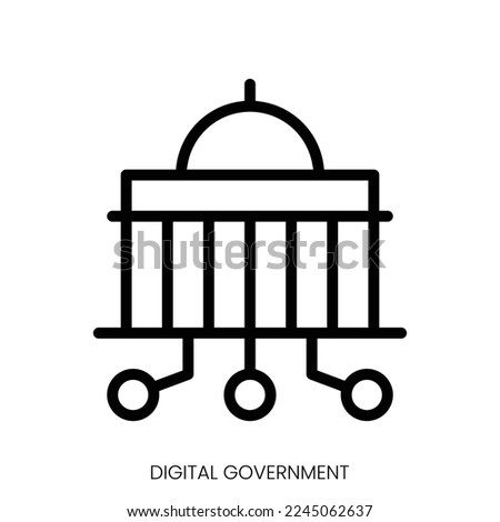 digital government icon. Line Art Style Design Isolated On White Background