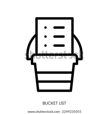 bucket list icon. Line Art Style Design Isolated On White Background