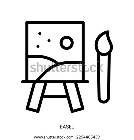 easel icon. Line Art Style Design Isolated On White Background