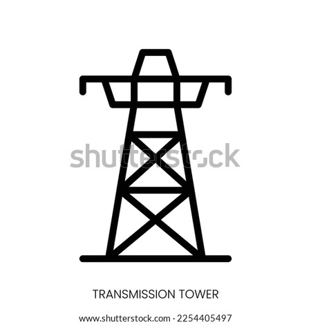 transmission tower icon. Line Art Style Design Isolated On White Background