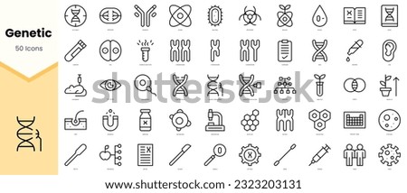 Set of genetic Icons. Simple line art style icons pack. Vector illustration