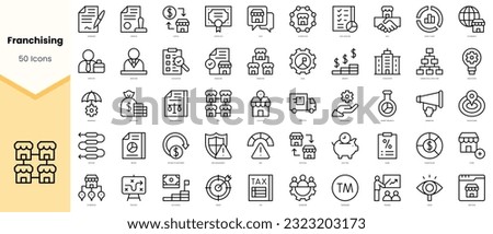 Set of franchising Icons. Simple line art style icons pack. Vector illustration