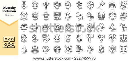 Set of diversity inclusion Icons. Simple line art style icons pack. Vector illustration