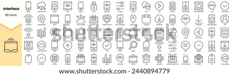 Set of interface icons. Simple line art style icons pack. Vector illustration