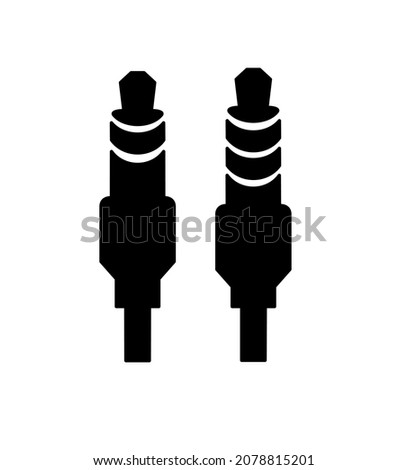 Jack aux 3.5mm male, mic and non mic vector icon illustration