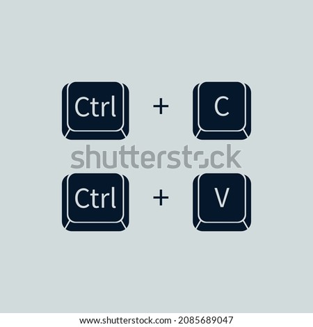 Ctrl C and Ctrl V Keyboard Button, Vector Illustration of Copy Paste Shortcuts Icon, Sign, Symbol 