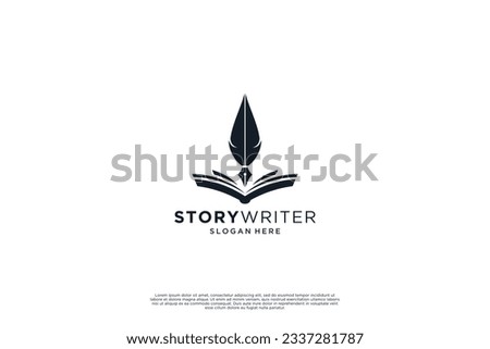 Fountain pen writing logo design. Nib pen and signature logotype.