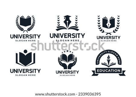 Collection of University, Academy and School logo design badge.