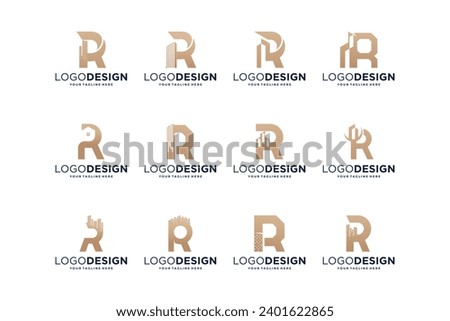 Collection of initial letter R building logo designs.