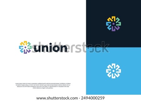 Colorful community logo design with abstract people