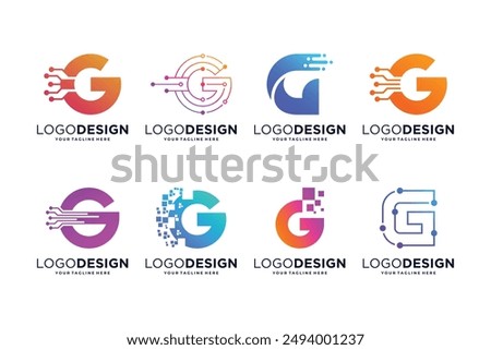 Letter G tech logo design. Digital, connection, and science logo concept