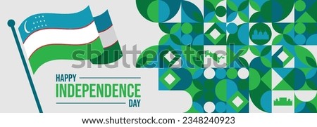 Flag and map of Uzbekistan with raised fists. National day or Independence day design