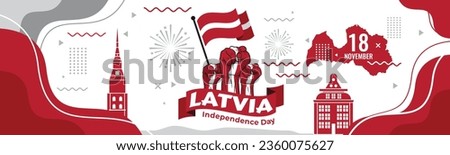 Latvia map with waving flag isolated on white background. Vector illustration EPS10

