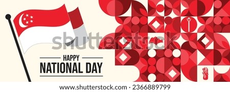 Singapore National Day Vector Template Design Illustration

