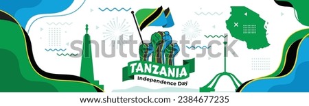 Tanzania Flag with Brush Strokes. Vector Illustration. Independence Day.

