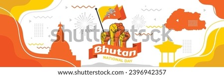 Waving Flag banner with flag of Bhutan. Template for independence day Banner design

