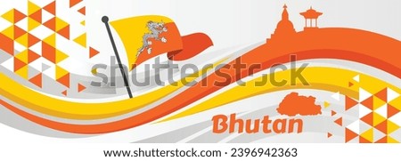 Waving Flag banner with flag of Bhutan. Template for independence day Banner design

