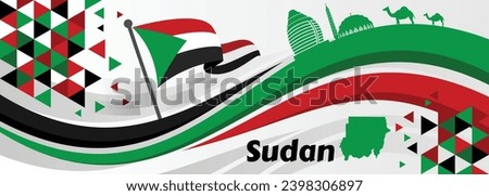 Flag of Sudan. Sudanese Flag. Vector Flag Background. Stock Illustration National Day Banner

