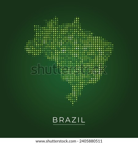 Map of Brazil silhouette, Brazil map dotted, Flag of Brazil, Vector illustration flat

