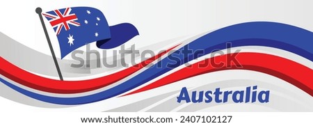 Happy Australia day lettering with map of Australia and national flag. Isolated on white background. Vector illustration.

