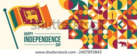 Independence day banner with flag map and landmark

