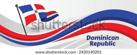 Vector Ilustration of Independence Day in Dominican Republic. Background with balloons, flags

