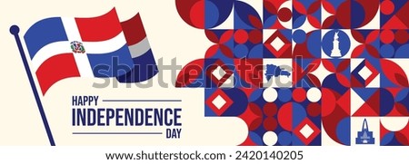 Vector Ilustration of Independence Day in Dominican Republic. Background with balloons, flags

