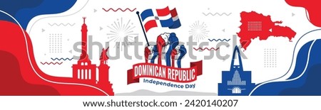 Vector Ilustration of Independence Day in Dominican Republic. Background with balloons, flags

