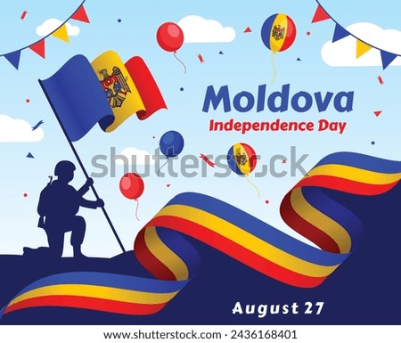 New abstract color background Moldova flag ribbon vector

