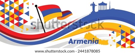 Armenia national day banner with Armenian map