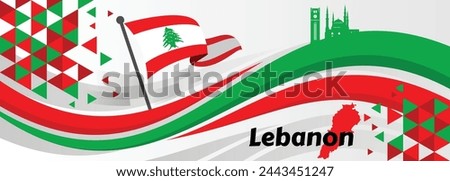 Vector Illustration of Independence Day in Lebanon. Background with balloons

