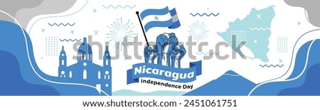 Nicaragua Independence Day Banner. National holiday celebrated on September 15. Vector template for banner, greeting card, flyer, etc.

