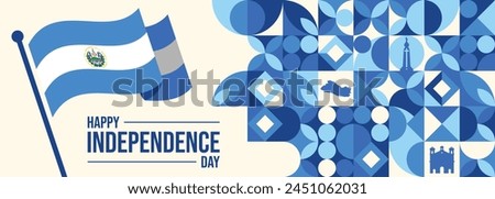 El Salvador Independence Day Banner National holiday celebrated on September 15. Vector template for banner, greeting card, flyer, etc.

