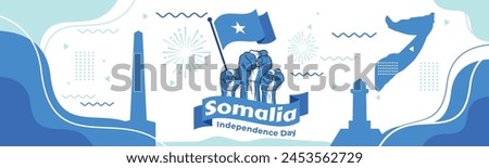 Somalia Independence Day typography poster. National holiday celebrated on July 1. Vector template for banner, greeting card, flyer, etc.

