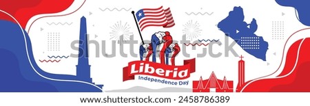 Happy Liberia Independence Day Vector Illustration with Waving flag in National Holiday on July 26